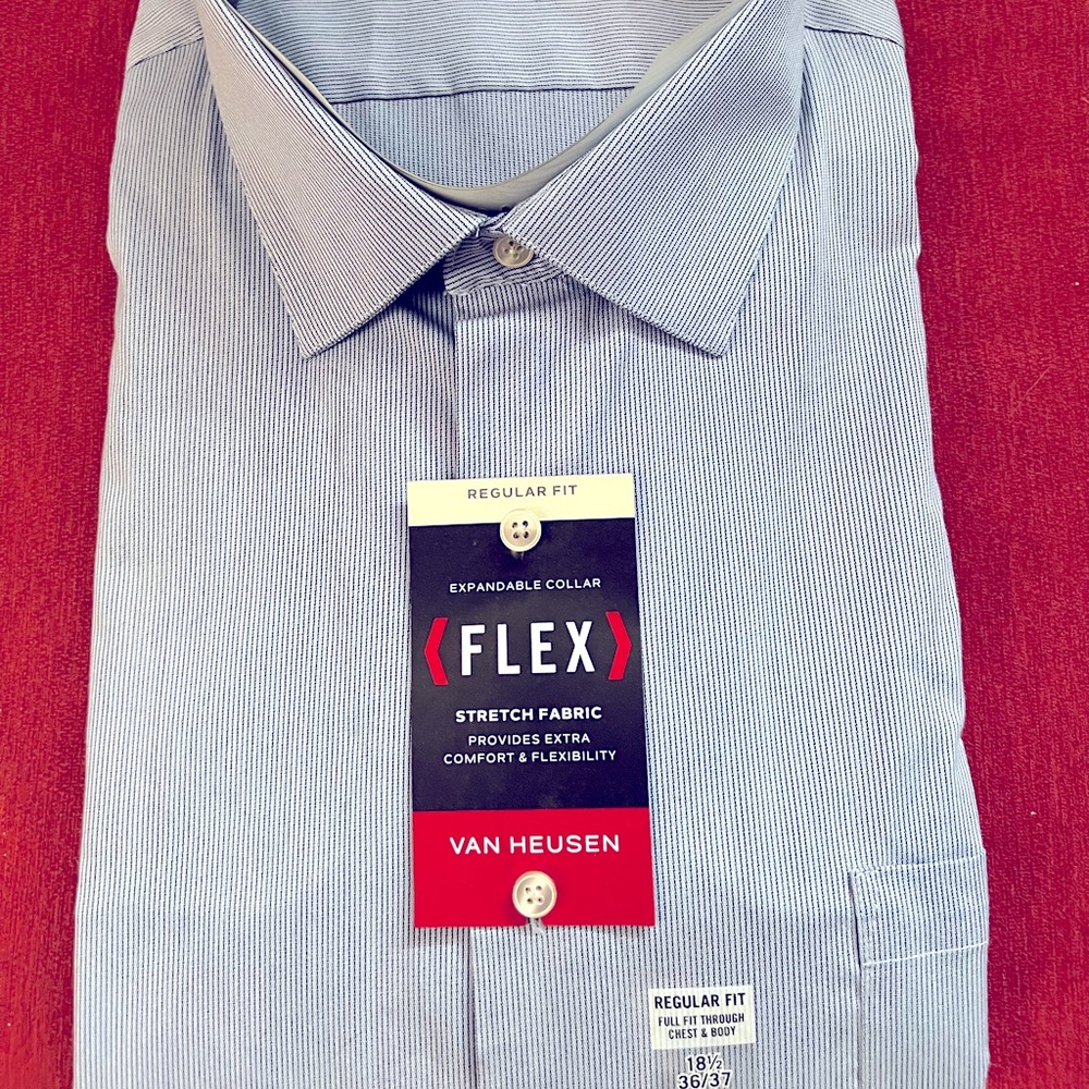 Men’s Van Heusen Dress Shirt. 18.5, 36/37, 2XL.
